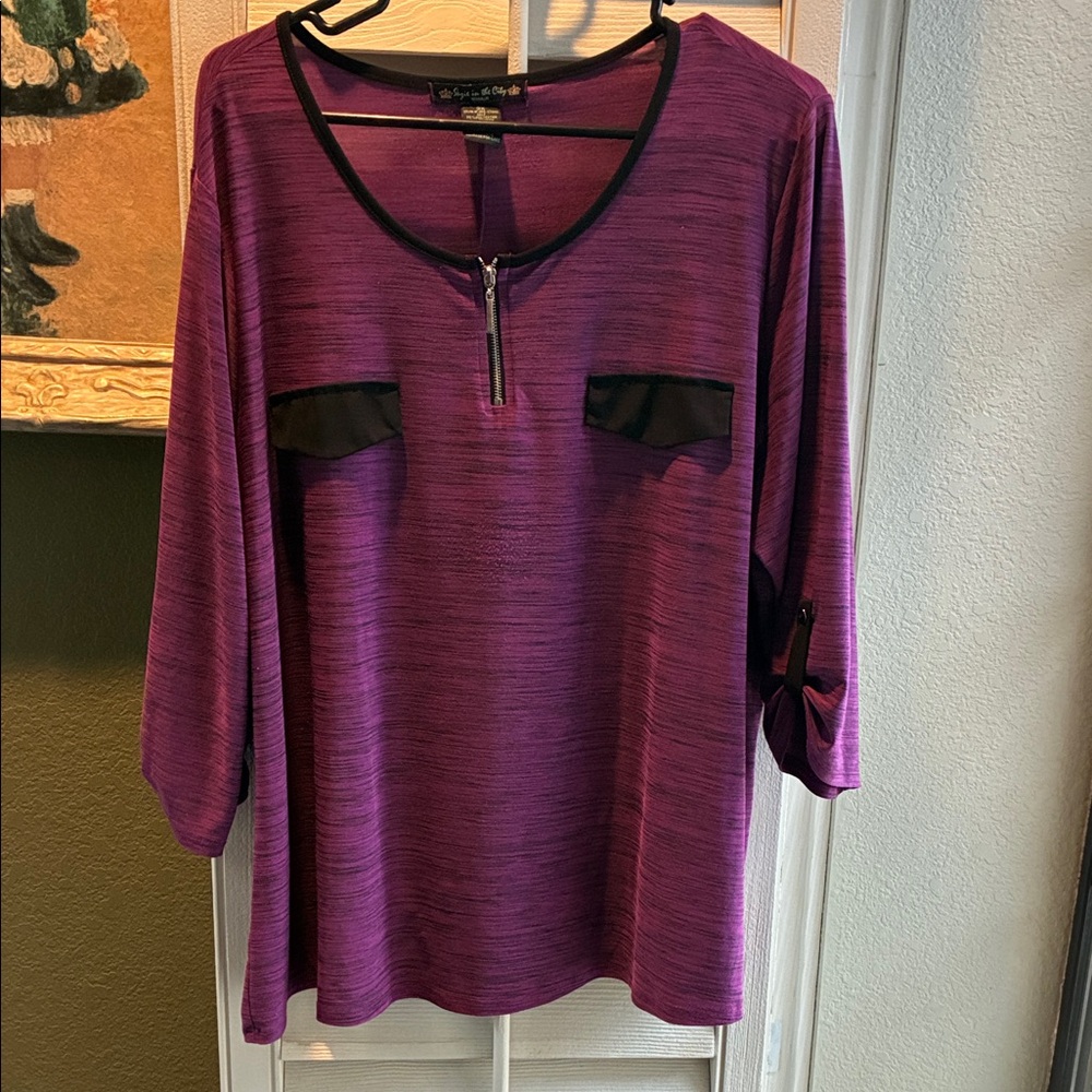 Suzie In The City Purple Blouse with Black Accents - Picture 3 of 10